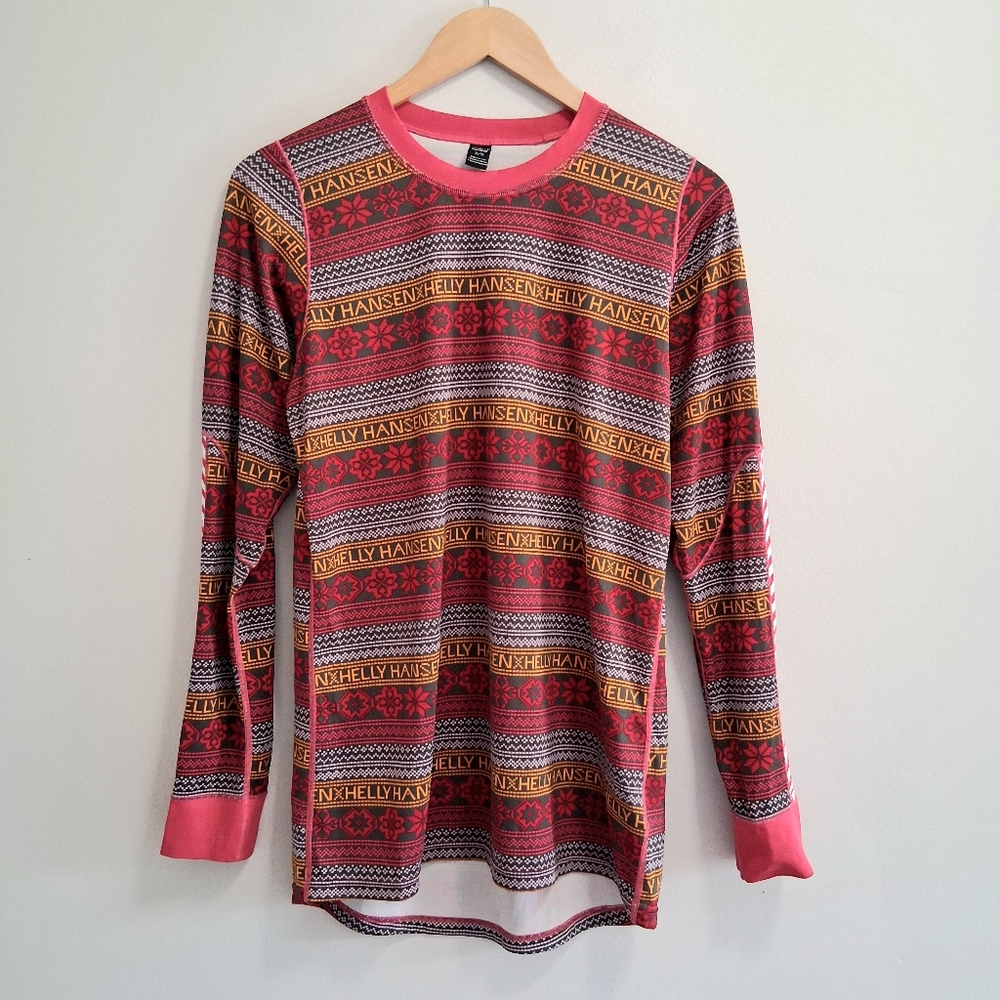 Helly Hansen Fair Isle Long Sleeve Top Under Layers Christmas Holiday Outdoor XL